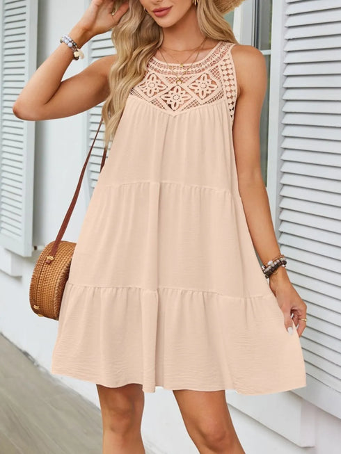 ruffled-hem-lace-sleeveless-dress OhSoStyled - Sophia's Style in White-9
